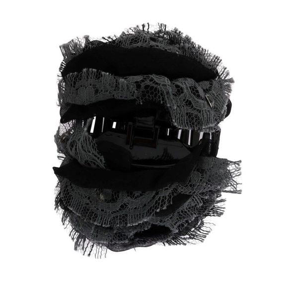 Dolce & Gabbana Black Gray Floral Lace Crystal Hair Women\'s Claw
